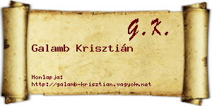 Galamb Krisztián névjegykártya